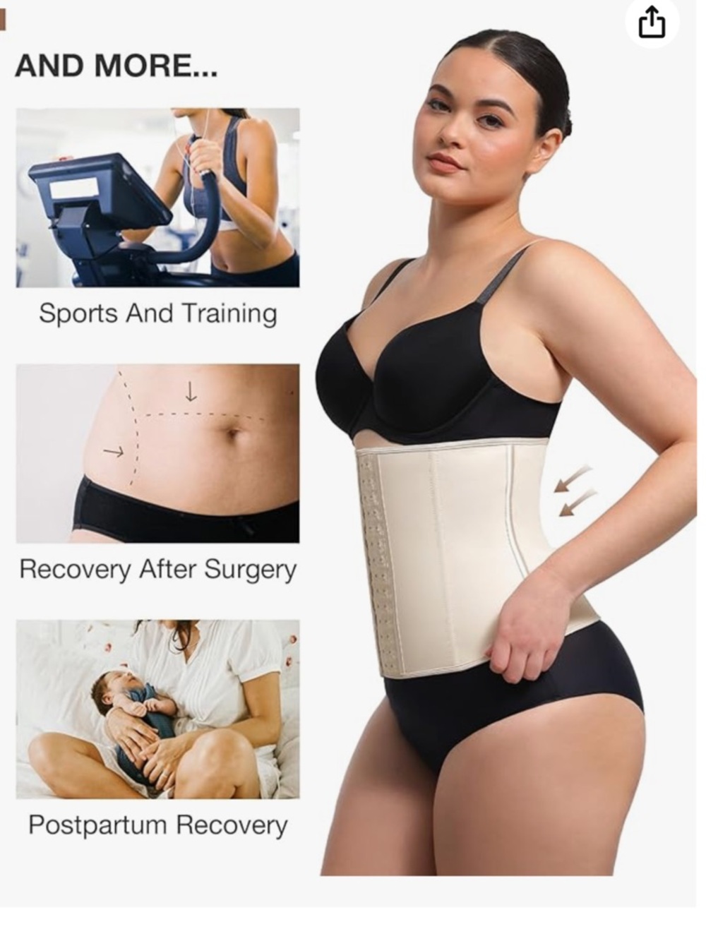 Lover-Beauty nude color waist trainer with boning Size Large New with tag - Picture 3 of 15